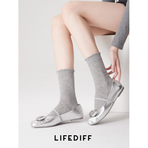 輕薄透氣夏天襪子淺灰色春夏季竪紋薄款花邊中筒襪女長襪瑪麗珍襪 輕薄透氣夏天襪子淺灰色春夏季竪紋薄款花邊中筒襪女長襪瑪麗珍襪