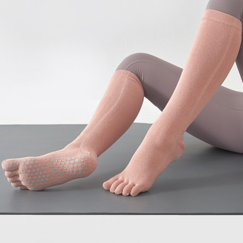 秋冬瑜珈襪女長筒高筒防滑襪純色棉五指襪ins潮普拉提膝蓋分趾襪 秋冬瑜珈襪女長筒高筒防滑襪純色棉五指襪ins潮普拉提膝蓋分趾襪
