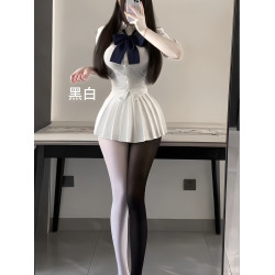 大碼200斤AB雙拼色馬油襪油亮絲滑黑白雙煞性感透視裝純欲男女款