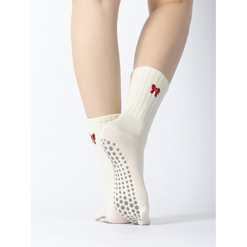 普拉提專業女防滑襪蝴蝶結中筒瑜珈襪子不分指室內專用運動健身襪 普拉提專業女防滑襪蝴蝶結中筒瑜珈襪子不分指室內專用運動健身襪