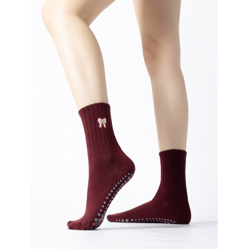 普拉提專業女防滑襪蝴蝶結中筒瑜珈襪子不分指室內專用運動健身襪 普拉提專業女防滑襪蝴蝶結中筒瑜珈襪子不分指室內專用運動健身襪