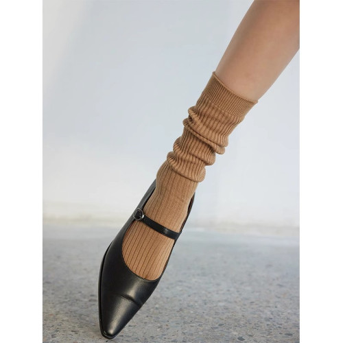 復古松弛感|YANGMA襪子女款夏季白色中筒襪日系堆堆小腿長棉襪夏 復古松弛感|YANGMA襪子女款夏季白色中筒襪日系堆堆小腿長棉襪夏