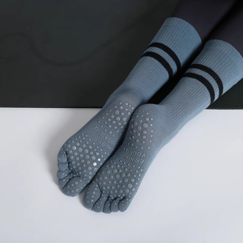 高級分碼專業防滑瑜珈襪子女中筒分趾五指襪普拉提健身運動專用襪