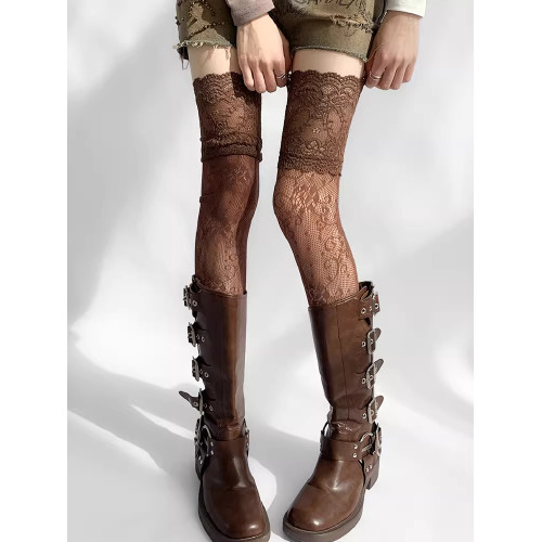 早秋復古純欲天花板!法式蕾絲鏤空過膝長筒襪~美拉德廢土風來襲~ 早秋復古純欲天花板!法式蕾絲鏤空過膝長筒襪~美拉德廢土風來襲~
