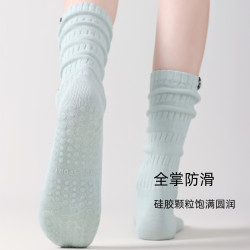 2025新款瑜珈襪子女士專業防滑中筒長筒室內運動普拉提秋冬堆堆襪
