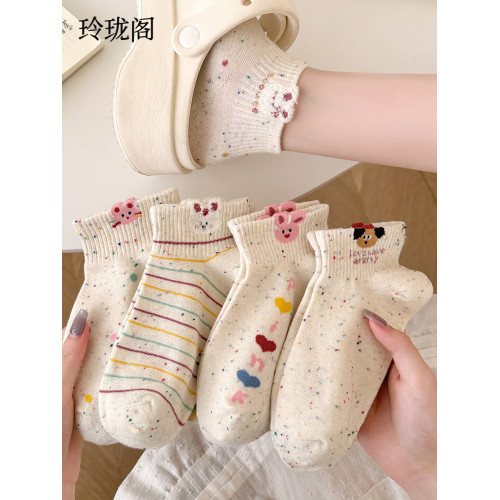 小兔短襪子女棉襪2025新款爆款秋冬甜美卡通女士白色中筒襪初中生 小兔短襪子女棉襪2025新款爆款秋冬甜美卡通女士白色中筒襪初中生