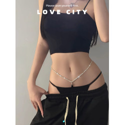 LOVECITY「低腰欲鏈」性感水鑽流蘇女歐美辣妹風配飾百搭三角內褲