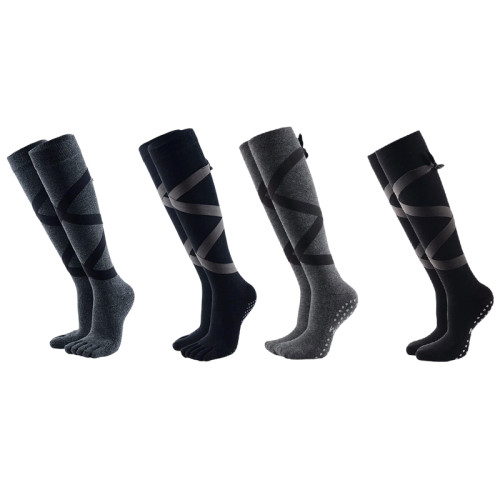 長筒綁帶瑜珈襪子防滑專業女五指襪運動健身地板襪成人普拉提襪子