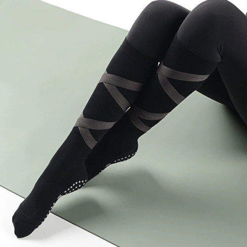 長筒綁帶瑜珈襪子防滑專業女五指襪運動健身地板襪成人普拉提襪子