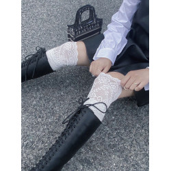 絕美靴子襪蕾絲過膝襪搭配靴子美拉德風滿滿過膝堆堆襪絲襪騎士靴