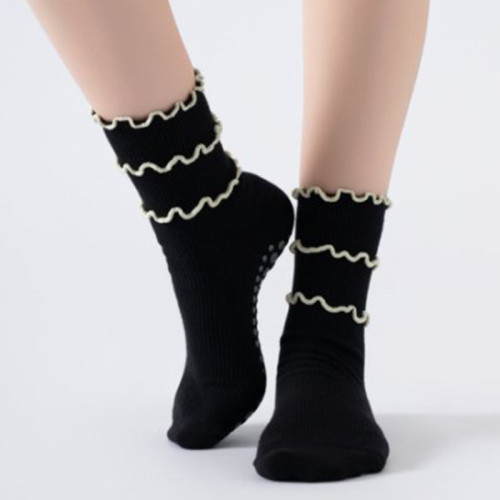 木耳邊瑜珈襪子防滑專業女中筒健身防滑襪地板襪成人普拉提襪子 木耳邊瑜珈襪子防滑專業女中筒健身防滑襪地板襪成人普拉提襪子