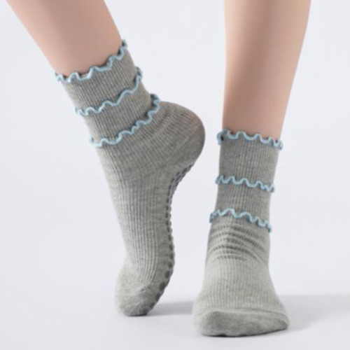 木耳邊瑜珈襪子防滑專業女中筒健身防滑襪地板襪成人普拉提襪子 木耳邊瑜珈襪子防滑專業女中筒健身防滑襪地板襪成人普拉提襪子