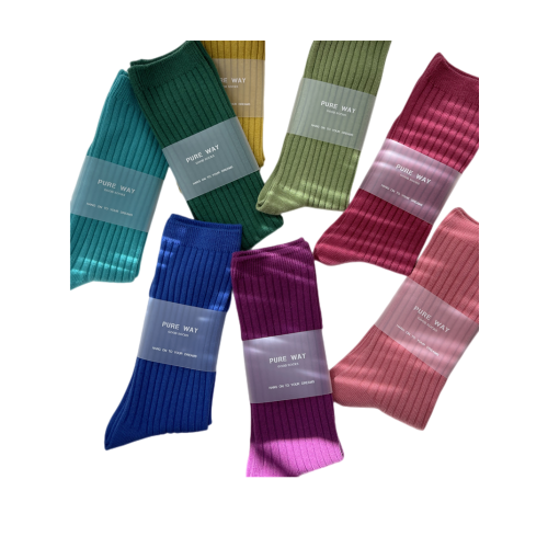 原創高級定染韓國純色雙針竪條堆堆襪子女ins純棉中高長筒襪秋冬