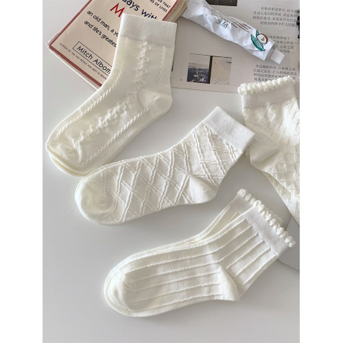 細細條 白色花邊中筒襪女夏春秋學生日系可愛jk松口長襪堆堆襪ins 細細條 白色花邊中筒襪女夏春秋學生日系可愛jk松口長襪堆堆襪ins