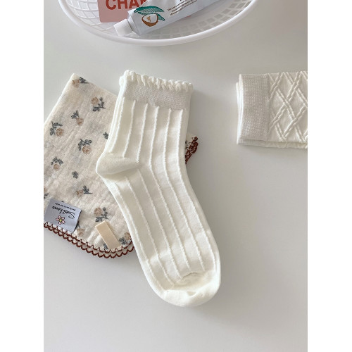 細細條 白色花邊中筒襪女夏春秋學生日系可愛jk松口長襪堆堆襪ins 細細條 白色花邊中筒襪女夏春秋學生日系可愛jk松口長襪堆堆襪ins