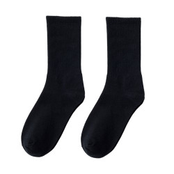 【4雙】男女長筒純色襪子時尚潮流街頭中高幫韓版純棉條紋襪黑白