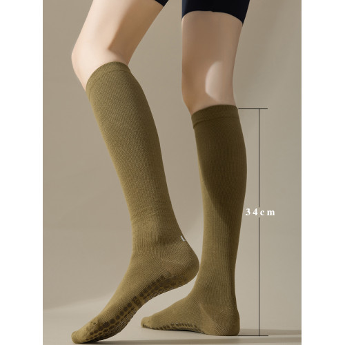 高品質純色壓力防滑瑜珈普拉提跳操運動無骨小腿高長筒及膝女襪子 高品質純色壓力防滑瑜珈普拉提跳操運動無骨小腿高長筒及膝女襪子