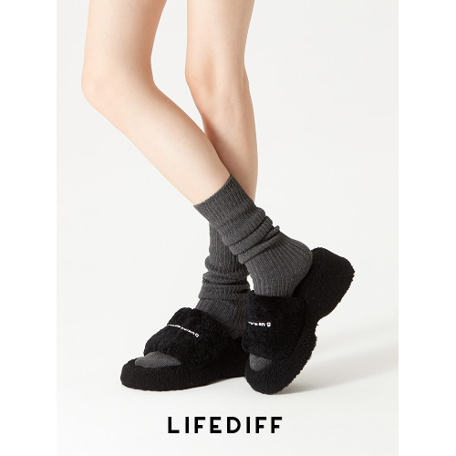 堆堆襪女秋冬季加厚深灰色襪子女棉襪粗線中筒小腿襪配小皮鞋長襪 堆堆襪女秋冬季加厚深灰色襪子女棉襪粗線中筒小腿襪配小皮鞋長襪