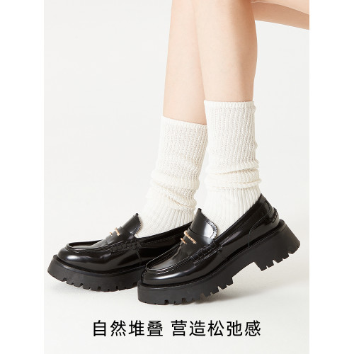 堆堆襪女秋冬季加厚深灰色襪子女棉襪粗線中筒小腿襪配小皮鞋長襪 堆堆襪女秋冬季加厚深灰色襪子女棉襪粗線中筒小腿襪配小皮鞋長襪