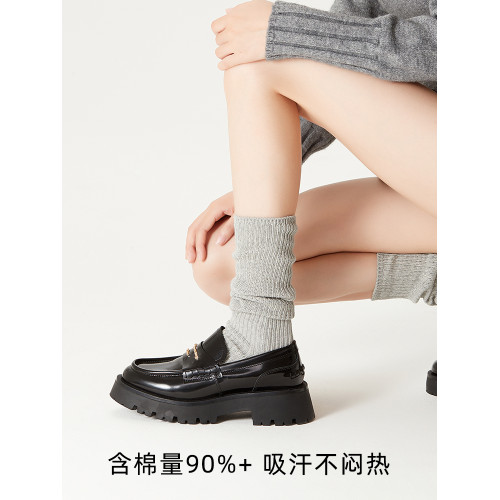 堆堆襪女秋冬季加厚深灰色襪子女棉襪粗線中筒小腿襪配小皮鞋長襪 堆堆襪女秋冬季加厚深灰色襪子女棉襪粗線中筒小腿襪配小皮鞋長襪