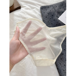 2025法式大牌蕾絲內褲女生甜美性感薄款透明網紗包臀三角褲純棉襠