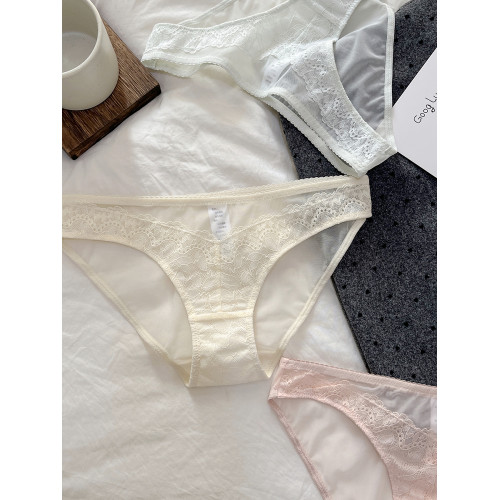 2025法式大牌蕾絲內褲女生甜美性感薄款透明網紗包臀三角褲純棉襠 2025法式大牌蕾絲內褲女生甜美性感薄款透明網紗包臀三角褲純棉襠