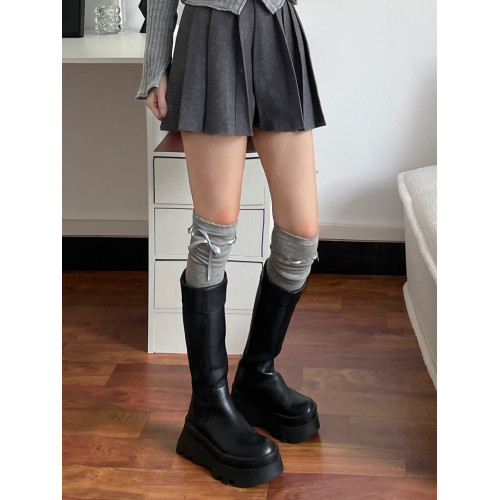 吾等是貓 蝴蝶結絲帶高筒襪綁帶可愛少女風純欲過膝襪棉長筒襪 吾等是貓 蝴蝶結絲帶高筒襪綁帶可愛少女風純欲過膝襪棉長筒襪