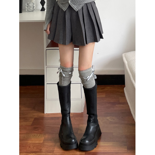 吾等是貓 蝴蝶結絲帶高筒襪綁帶可愛少女風純欲過膝襪棉長筒襪 吾等是貓 蝴蝶結絲帶高筒襪綁帶可愛少女風純欲過膝襪棉長筒襪