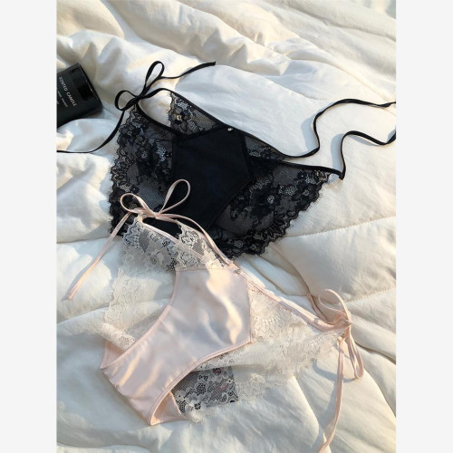 法式黑色蕾絲女士兩側可解兩邊系帶內褲女2024新款純欲風性感綁帶 法式黑色蕾絲女士兩側可解兩邊系帶內褲女2024新款純欲風性感綁帶