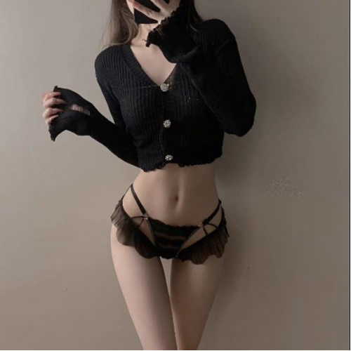 火辣性感低腰蕾絲女士內褲純棉抗菌襠鏤空黑色誘惑少女生三角短褲 火辣性感低腰蕾絲女士內褲純棉抗菌襠鏤空黑色誘惑少女生三角短褲