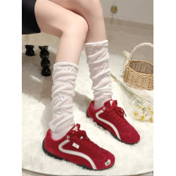 夏季薄款微透法式芭蕾風灰色小腿襪子女洛麗塔miu系蝴蝶結堆堆襪