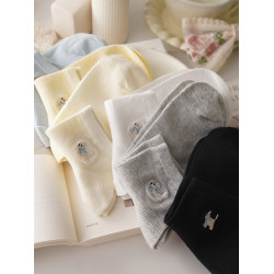 超奶的蝴蝶結小狗~春夏薄款襪子女短襪吸汗棉質可愛少女低幫低腰