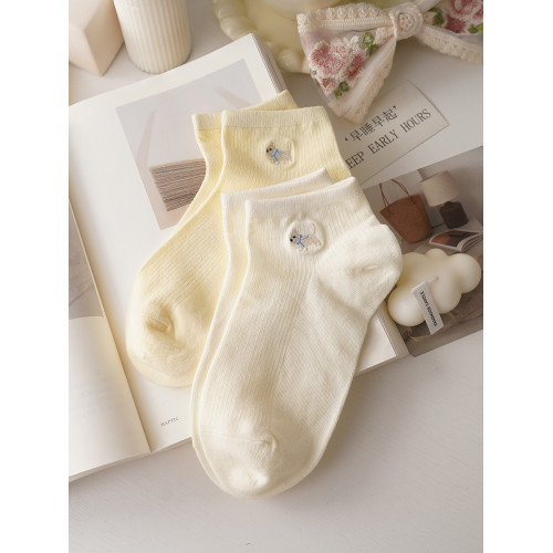 超奶的蝴蝶結小狗~春夏薄款襪子女短襪吸汗棉質可愛少女低幫低腰