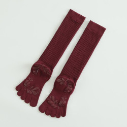 YOIO瑜珈襪子防滑專業女普拉提五指健身中筒室內跳操運動長襪秋冬