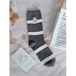 日系可愛卡通軟綿綿情侶保暖襪毛毛襪柔軟不勒小腿睡眠襪秋冬新品