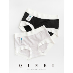 QINEI七內 A類純棉內褲女大碼無痕裸感抗菌黑色膚色中腰三角褲
