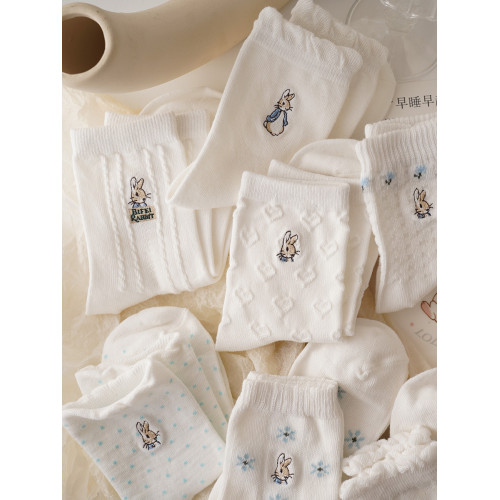 3雙白色襪子~日系可愛刺綉百搭中筒棉襪lolita花邊短襪女生春秋季 3雙白色襪子~日系可愛刺綉百搭中筒棉襪lolita花邊短襪女生春秋季