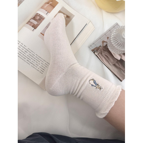 3雙白色襪子~日系可愛刺綉百搭中筒棉襪lolita花邊短襪女生春秋季 3雙白色襪子~日系可愛刺綉百搭中筒棉襪lolita花邊短襪女生春秋季