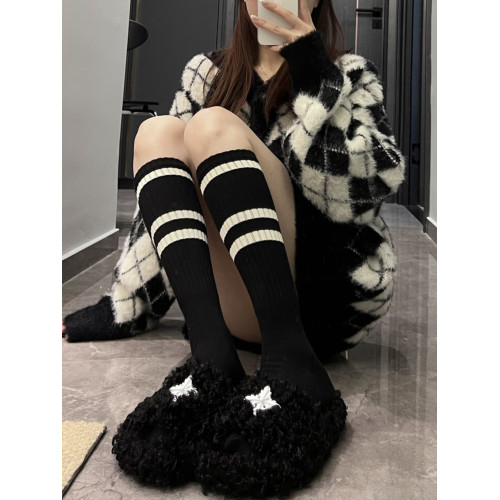 陸甜茶三杠長筒襪小腿襪學院風運動襪少女百搭經典時髦韓版潮襪 陸甜茶三杠長筒襪小腿襪學院風運動襪少女百搭經典時髦韓版潮襪