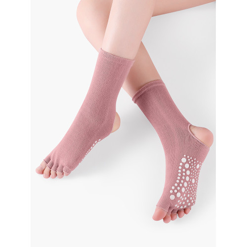 秋冬瑜珈襪子防滑專業女中筒普拉提五指露趾分趾襪運動舞蹈瑜珈襪