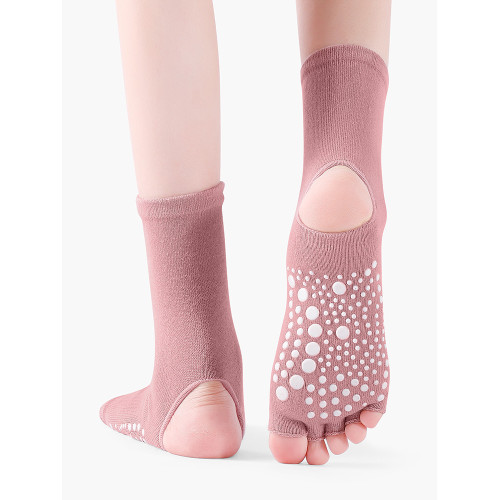 秋冬瑜珈襪子防滑專業女中筒普拉提五指露趾分趾襪運動舞蹈瑜珈襪
