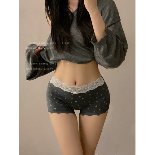 甜美蕾絲邊無痕女式平角褲2025新款防走光包臀純棉女士內褲女短褲 甜美蕾絲邊無痕女式平角褲2025新款防走光包臀純棉女士內褲女短褲