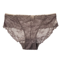歐美無痕性感蕾絲內褲女士低腰微透視三角褲純棉襠甜美少女底褲薄
