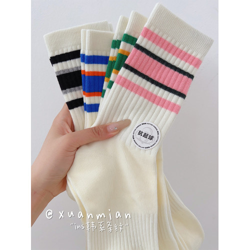 抗起球條紋襪子女中筒襪純棉ins潮配鯊魚褲春秋款情侶運動長襪女 抗起球條紋襪子女中筒襪純棉ins潮配鯊魚褲春秋款情侶運動長襪女