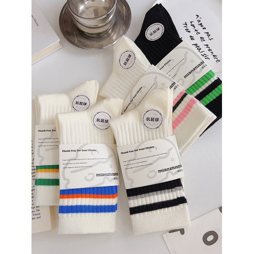 抗起球條紋襪子女中筒襪純棉ins潮配鯊魚褲春秋款情侶運動長襪女 抗起球條紋襪子女中筒襪純棉ins潮配鯊魚褲春秋款情侶運動長襪女