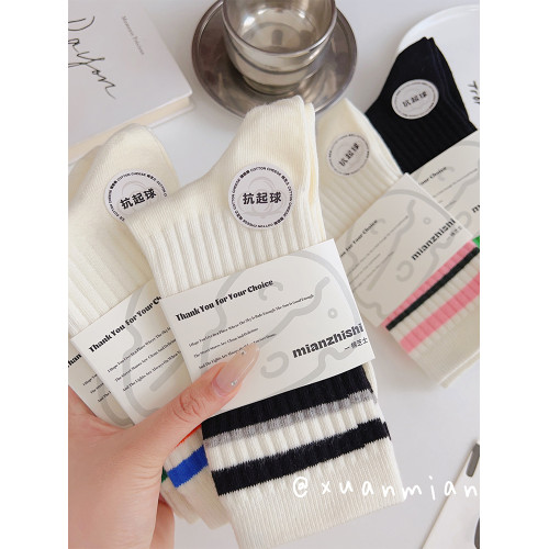 抗起球條紋襪子女中筒襪純棉ins潮配鯊魚褲春秋款情侶運動長襪女 抗起球條紋襪子女中筒襪純棉ins潮配鯊魚褲春秋款情侶運動長襪女