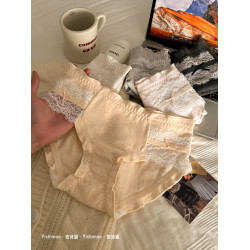 依詩貓4條日系純欲蕾絲內褲女生純棉2025性感新款女士無痕三角褲