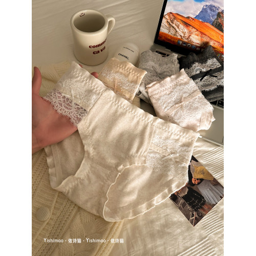 依詩貓4條日系純欲蕾絲內褲女生純棉2025性感新款女士無痕三角褲 依詩貓4條日系純欲蕾絲內褲女生純棉2025性感新款女士無痕三角褲