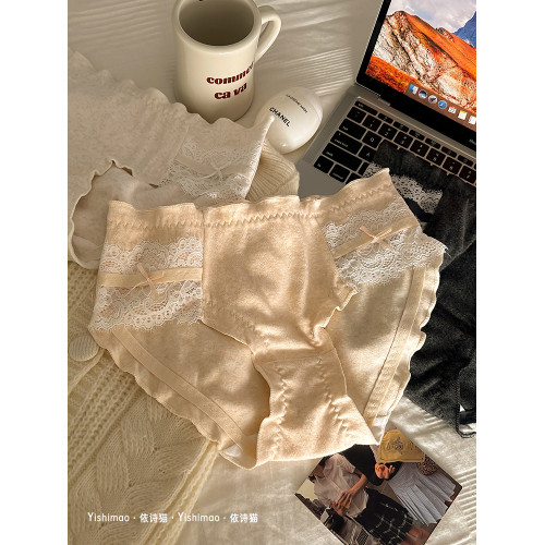 依詩貓4條日系純欲蕾絲內褲女生純棉2025性感新款女士無痕三角褲 依詩貓4條日系純欲蕾絲內褲女生純棉2025性感新款女士無痕三角褲