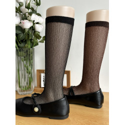 miu系深咖色亮絲襪子女中筒襪女夏季薄款透明黑色堆曡小腿襪ins潮